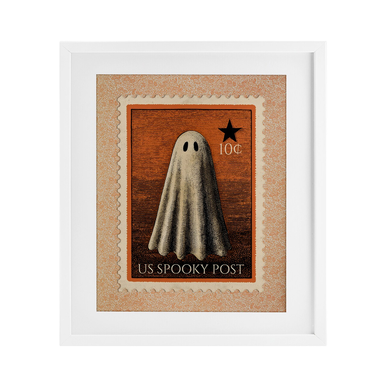 Stupell Industries Vintage Ghost Stamp Framed Print Under Glass, design by Arlington Prints